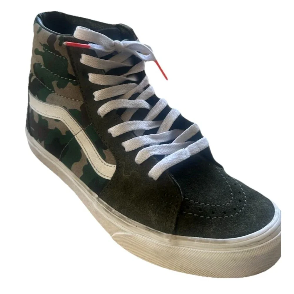 Vans Sk8-Hi Camo Skateboard Suede Canvas Olive Green High Top W-8 / M 6.5